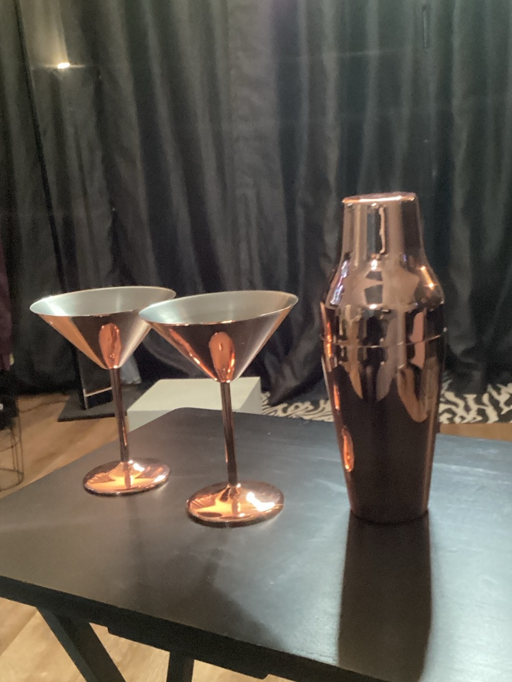 Copper Martini Glasses & Cocktail Shaker Set - Metallic Copper